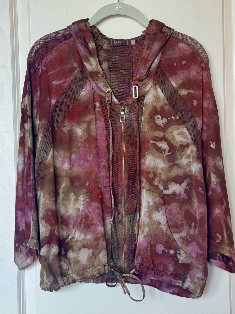 XCVI hooded Bomber Jacket with Mesh Inserts, Sz 1 / US XS -S